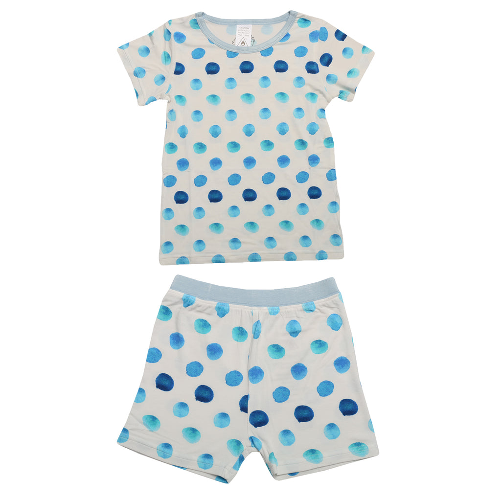 Blue polka dot bamboo pyjamas for children