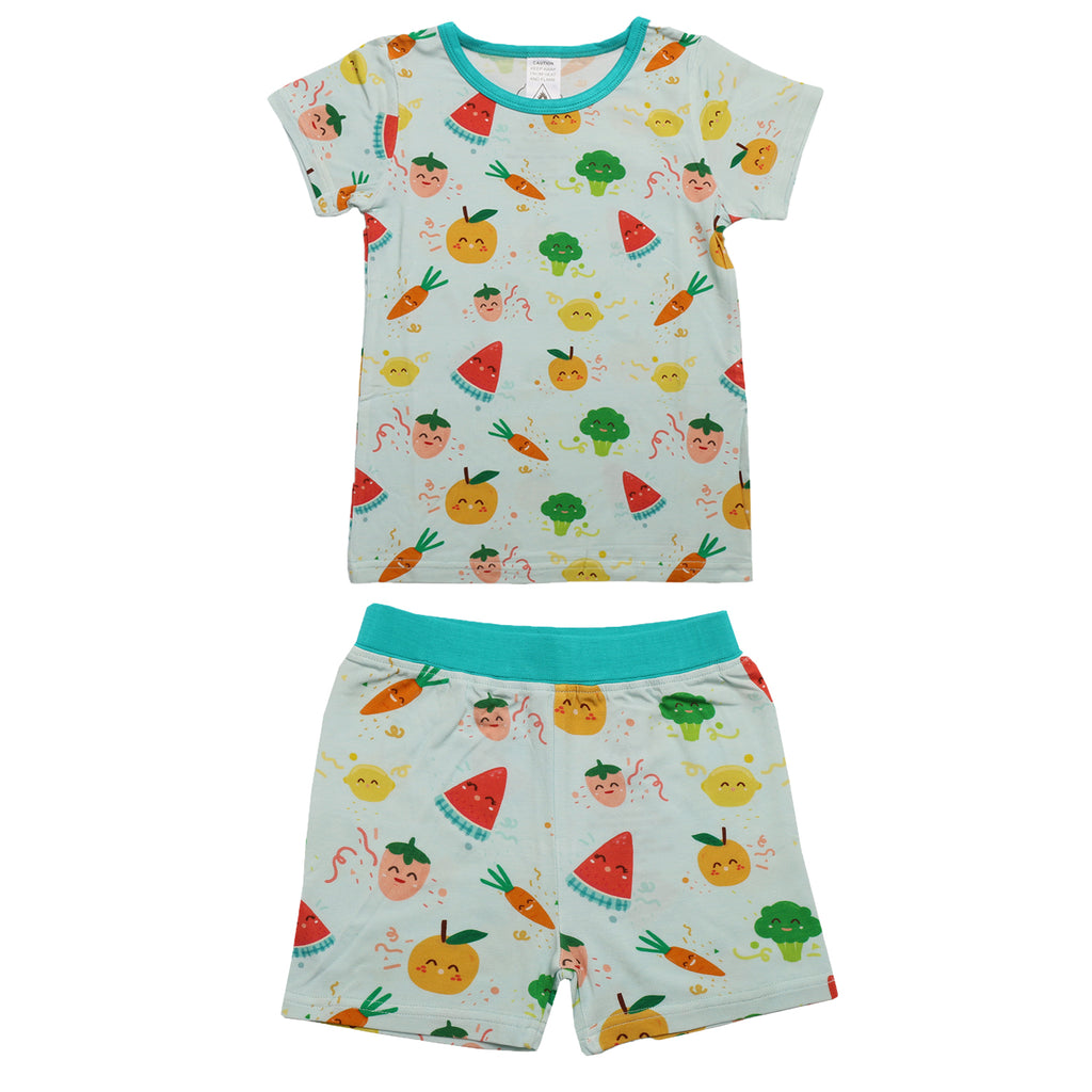 Fruit and veggie bamboo pyjamas for children