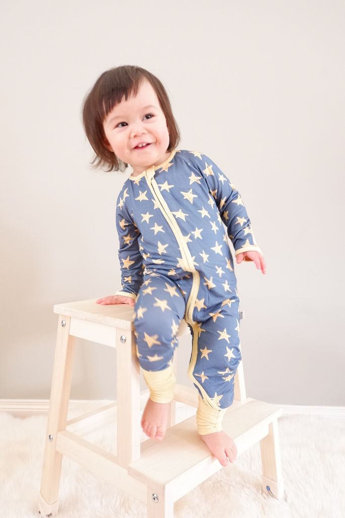 star pattern bamboo onesie for baby