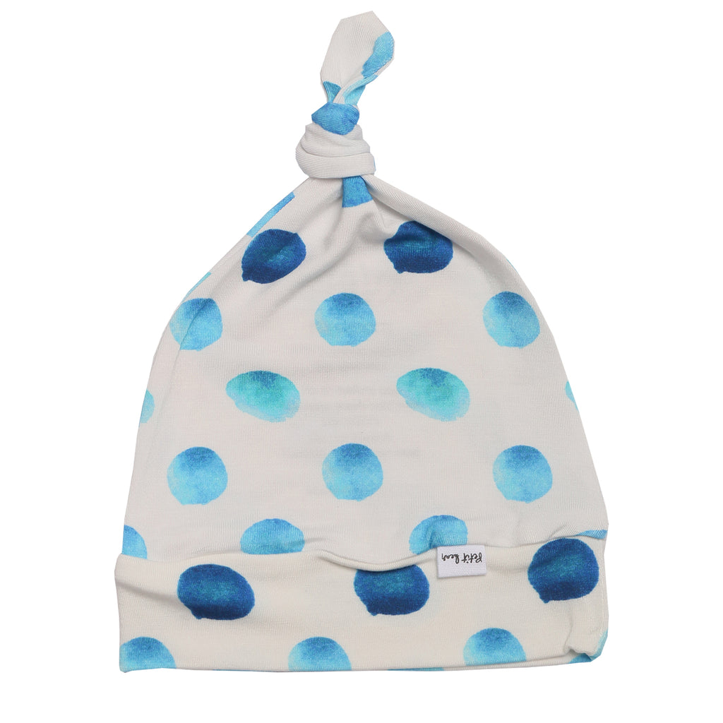 Blue polka dot beanie for baby