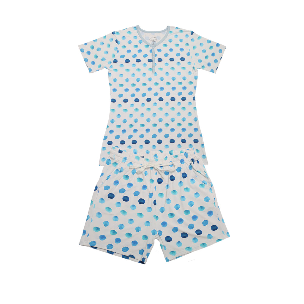 Blue polka dot bamboo pyjamas for women