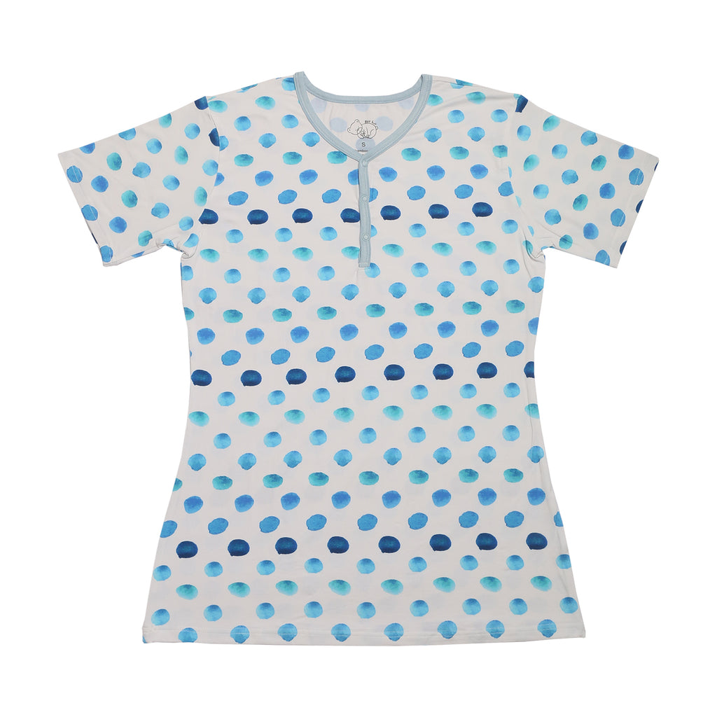 Blue polka dot bamboo pyjamas for women