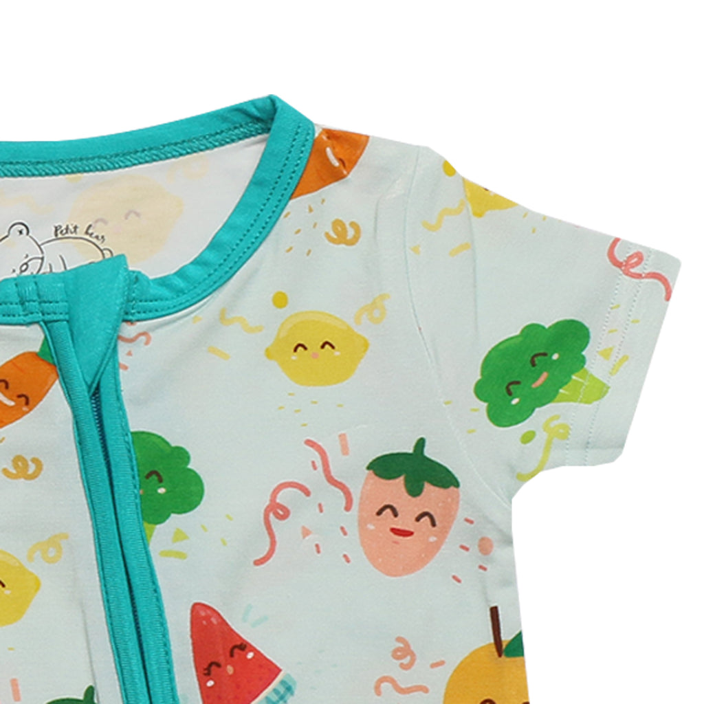 Fruit and veggie bamboo onesie for baby