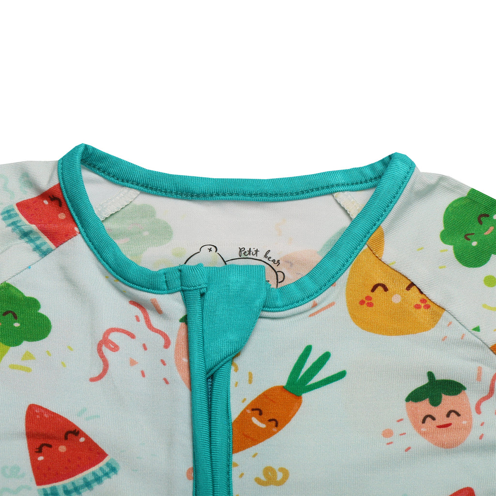 Fruit and veggie bamboo onesie for baby