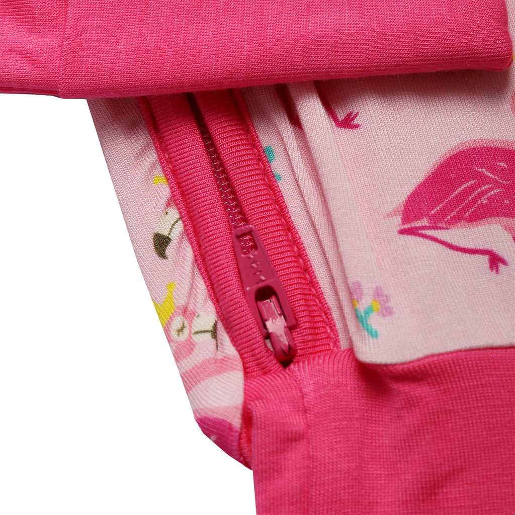 Baby bamboo onesie in pink flamingo print