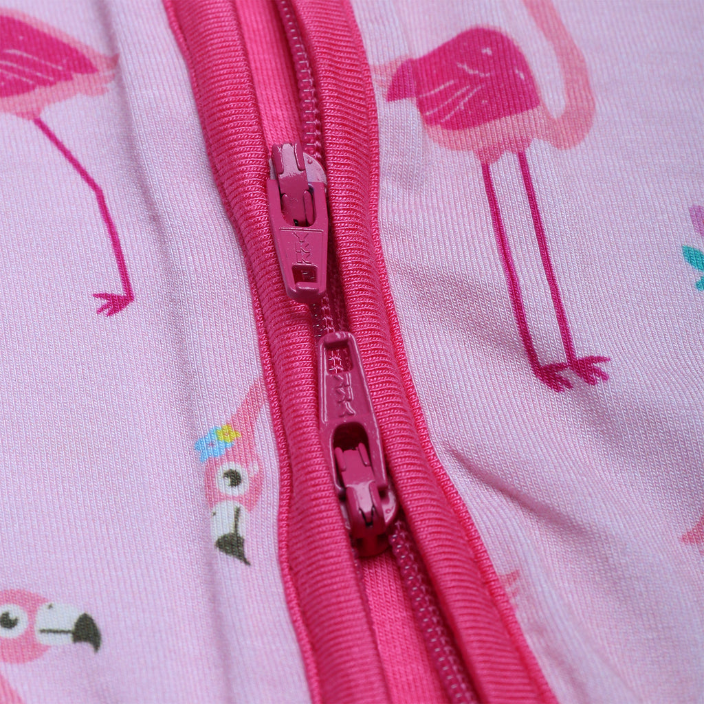 Baby bamboo onesie in pink flamingo print