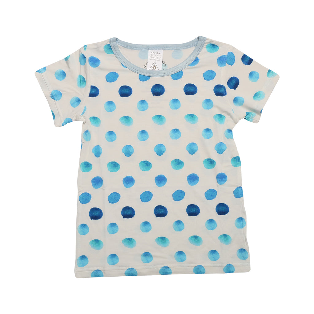 Blue polka dot bamboo pyjamas for children