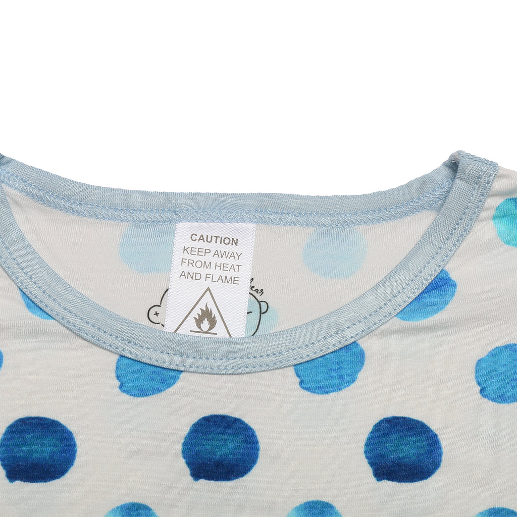 Blue polka dot bamboo pyjamas for children