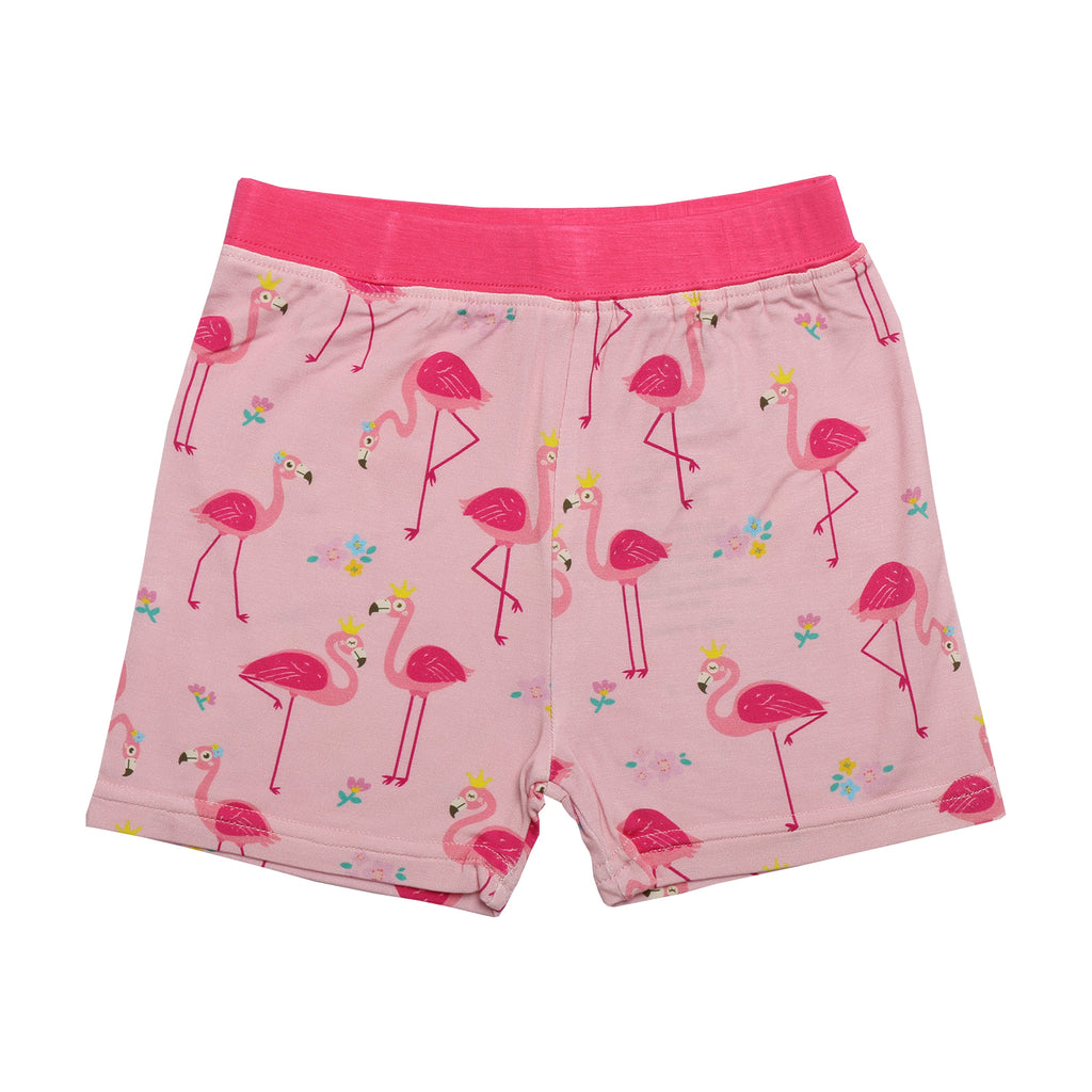 Bamboo pyjamas for kids in pink flamingo print