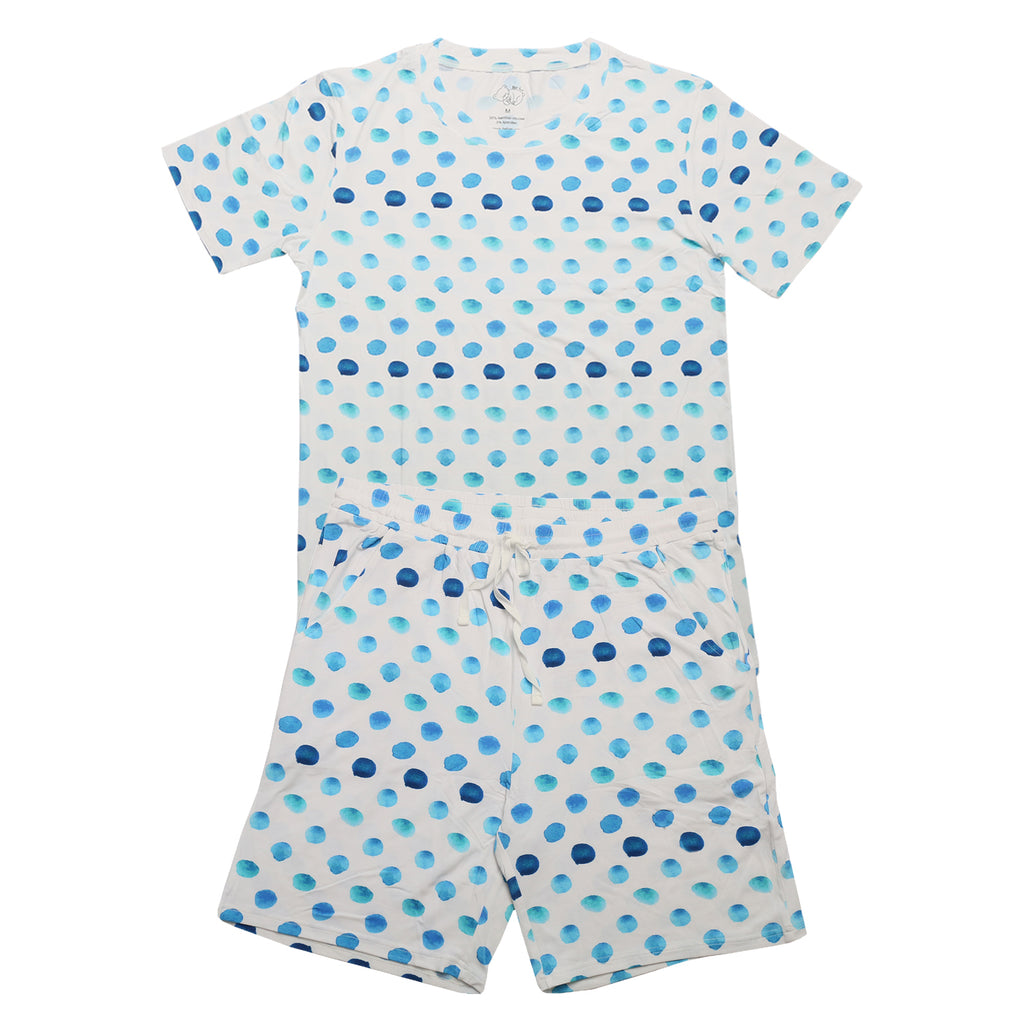 Blue polka dot print bamboo pyjamas for men