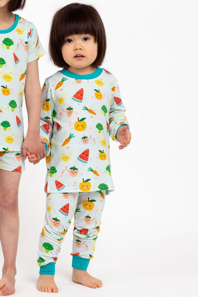 Fruit and veggie bamboo pyjamas for children