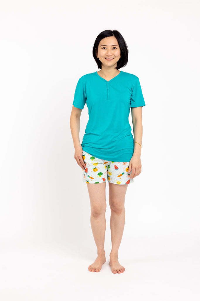 Fruit and veggie bamboo pyjamas for women